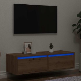 Mueble de TV con luces LED roble artisan 100X35,5x25