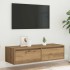 Mueble de TV con luces LED roble artisan 100X35,5x25