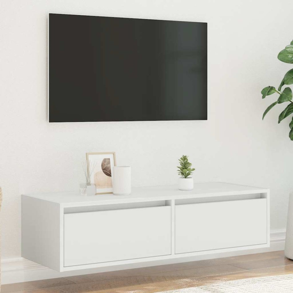 Mueble de TV con luces LED blanco 100X35,5x25