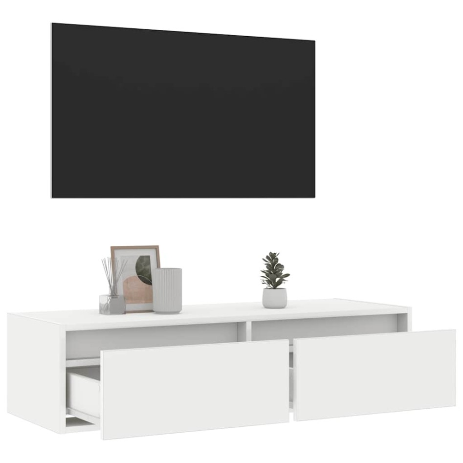 Mueble de TV con luces LED blanco 100X35,5x25