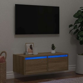 Mueble de TV con luces LED roble sonoma 75x35,5x25