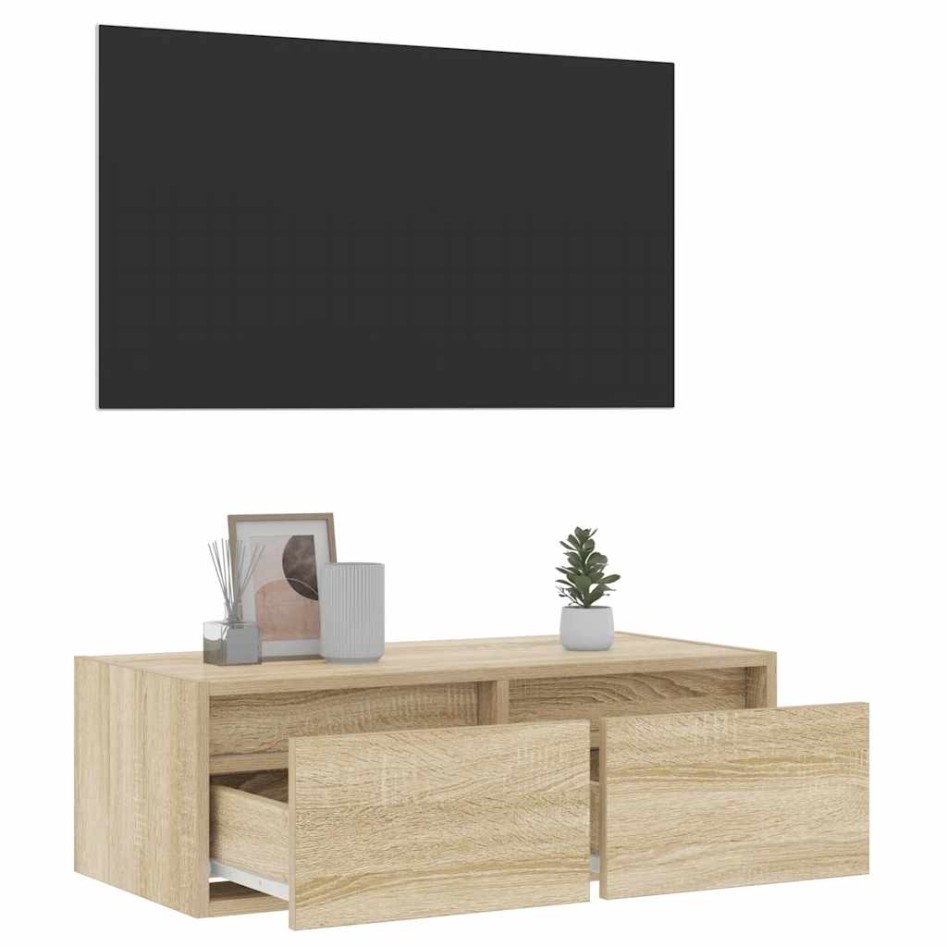 Mueble de TV con luces LED roble sonoma 75x35,5x25