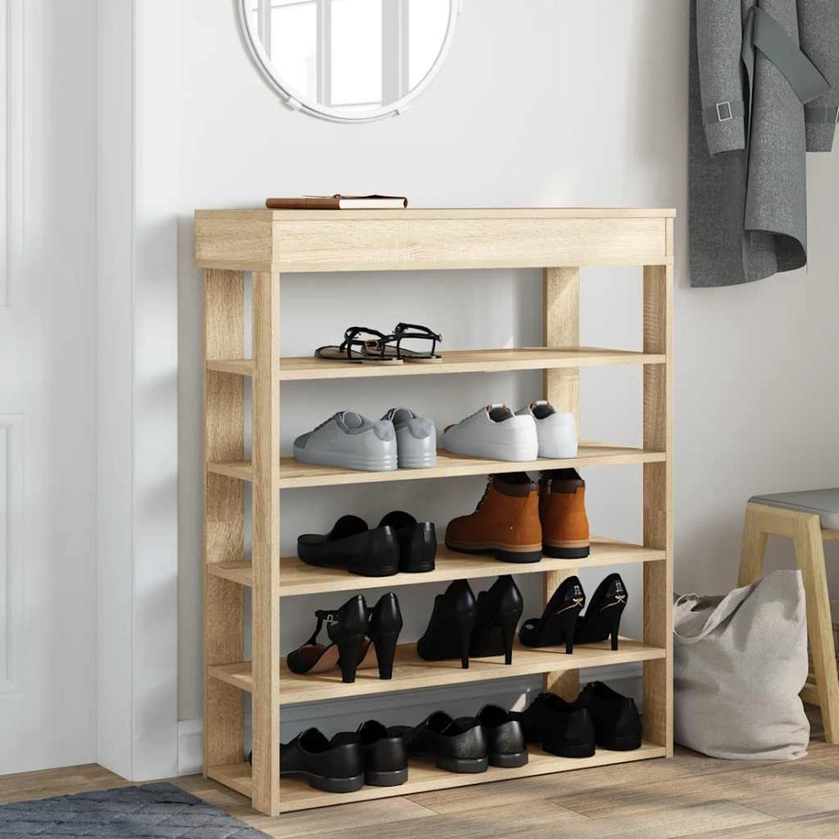Mueble zapatero madera de ingeniería roble sonoma 80x30x98