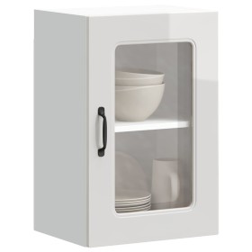 Armario pared cocina puerta cristal Kalmar blanca alto