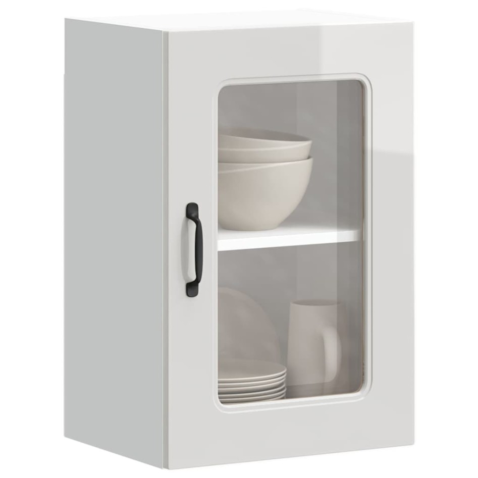 Armario pared cocina puerta cristal Kalmar blanca alto