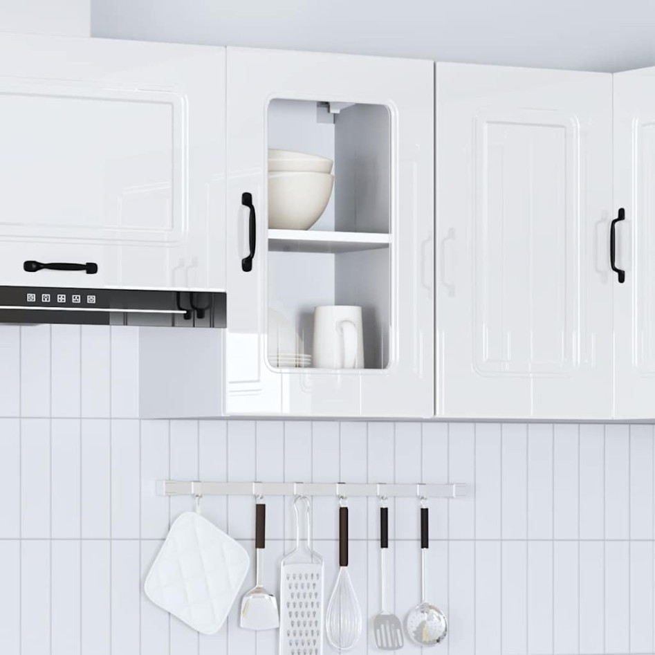 Armario pared cocina puerta cristal Kalmar blanca alto
