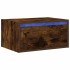 Mesita de noche de pared con luces LED roble