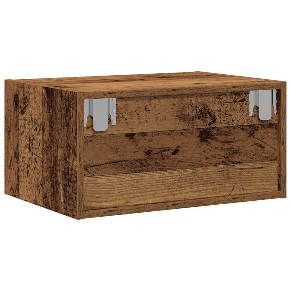 Mesita de noche de pared con luces LED madera