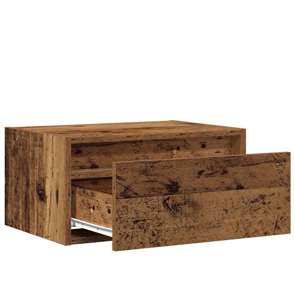 Mesita de noche de pared con luces LED madera