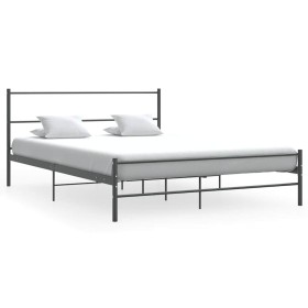 Estructura de cama sin colchón metal gris 140x200