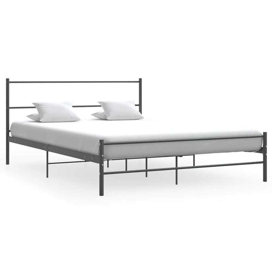 Estructura de cama sin colchón metal gris 140x200