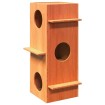 Casa para gatos cera marrón 43x43x90 cm madera maciza pino