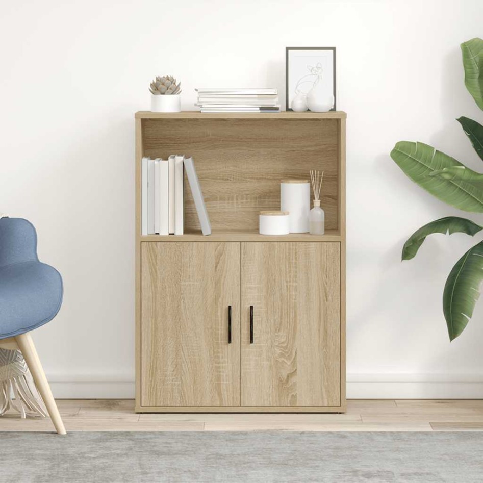 Estantería de madera de ingeniería roble sonoma 60x24x85