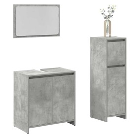 Set muebles de baño 2 piezas madera contrachapada gris