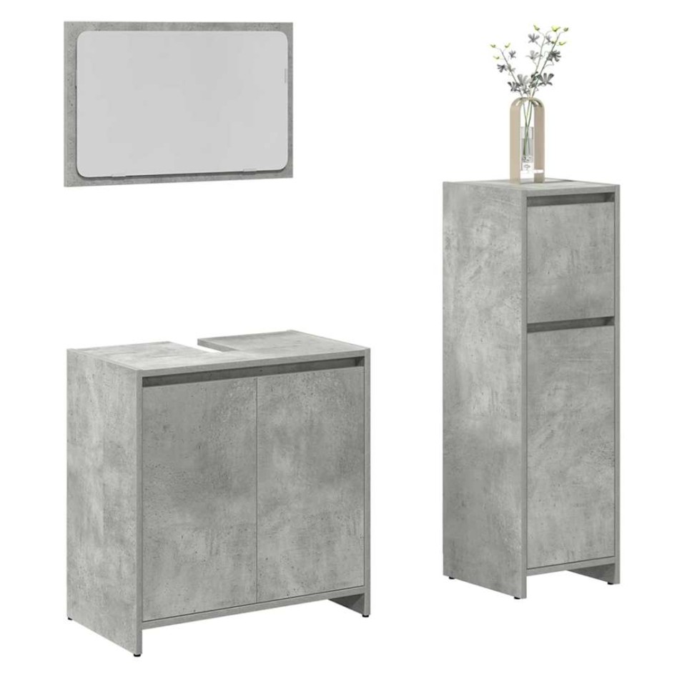 Set muebles de baño 2 piezas madera contrachapada gris