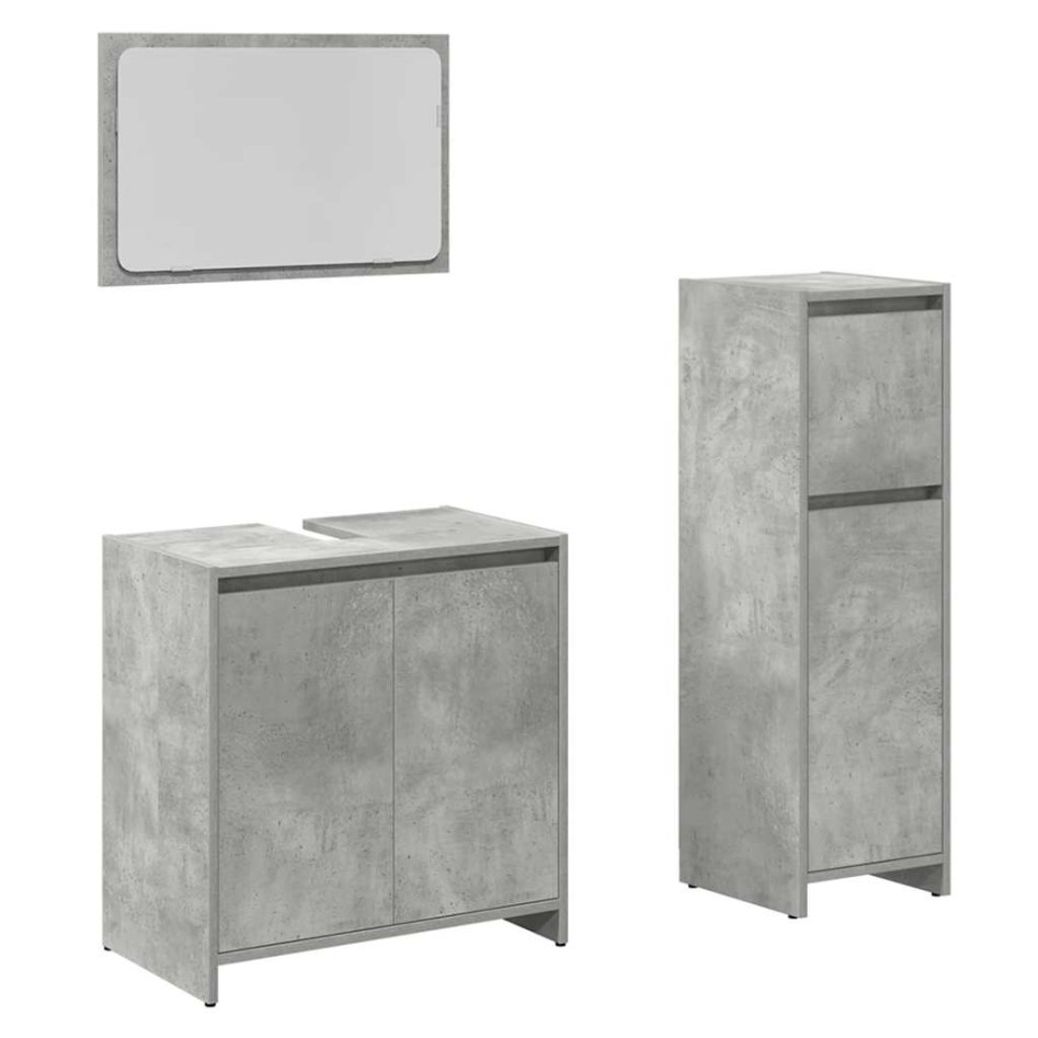 Set muebles de baño 2 piezas madera contrachapada gris