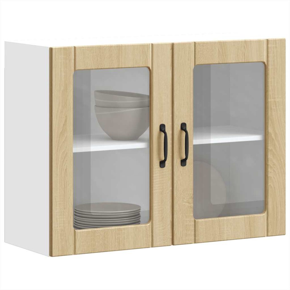Armario pared cocina puerta de cristal Lucca roble