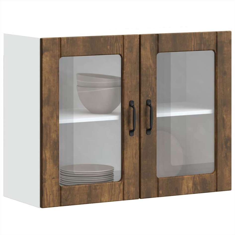 Armario pared cocina puerta de cristal Lucca roble