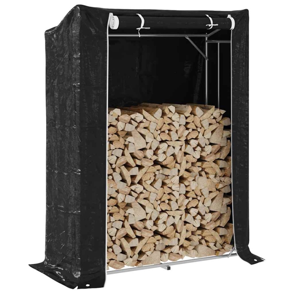 Leñero con protector de lluvia 150x60x200 cm acero