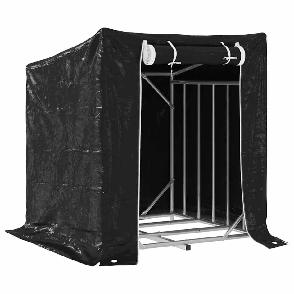 Leñero cubierta lluvia 100,5x100,5x110,5 cm acero