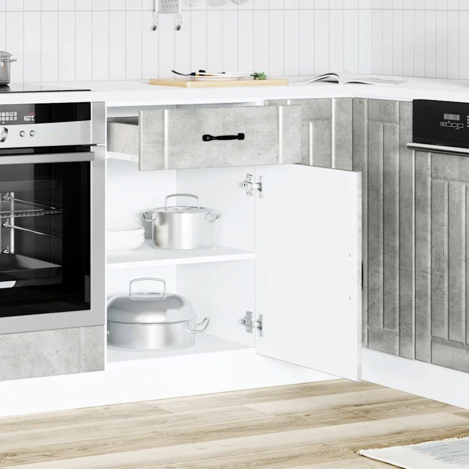 Mueble bajo de cocina Lucca madera contrachapada gris