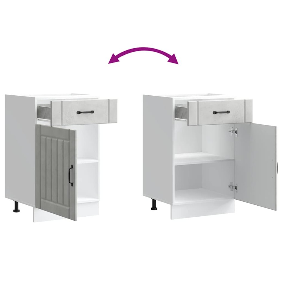 Mueble bajo de cocina Lucca madera contrachapada gris