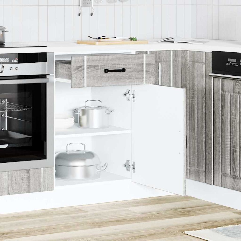 Mueble bajo de cocina Lucca madera contrachapada gris