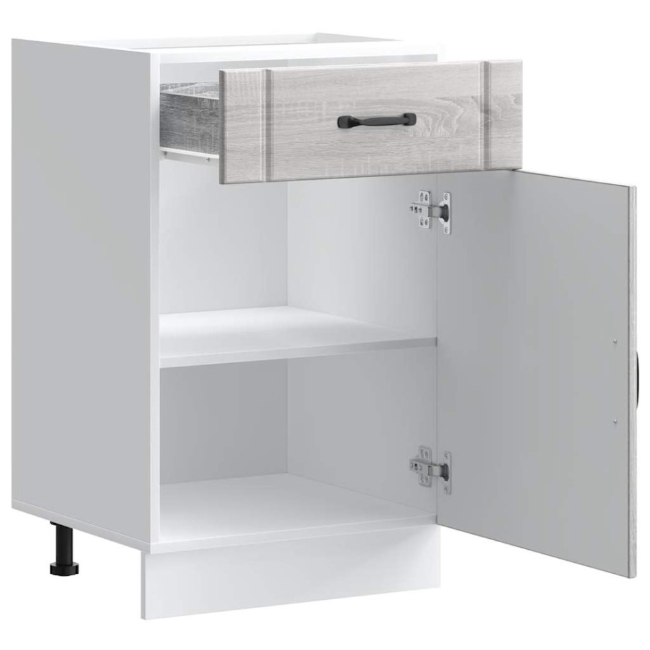 Mueble bajo de cocina Lucca madera contrachapada gris