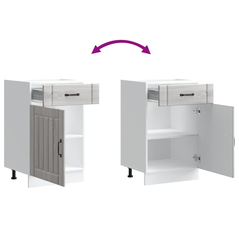 Mueble bajo de cocina Lucca madera contrachapada gris