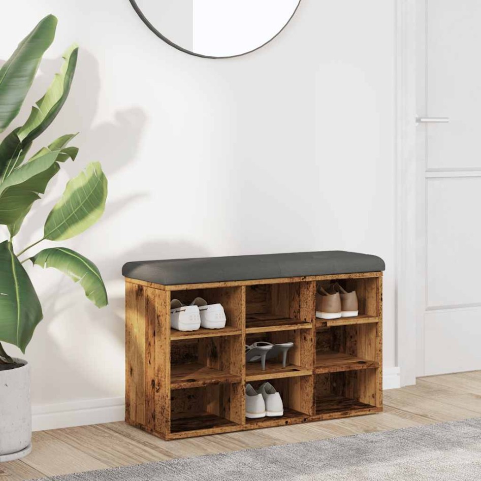 Banco zapatero madera de ingeniería madera vieja 82x32x50