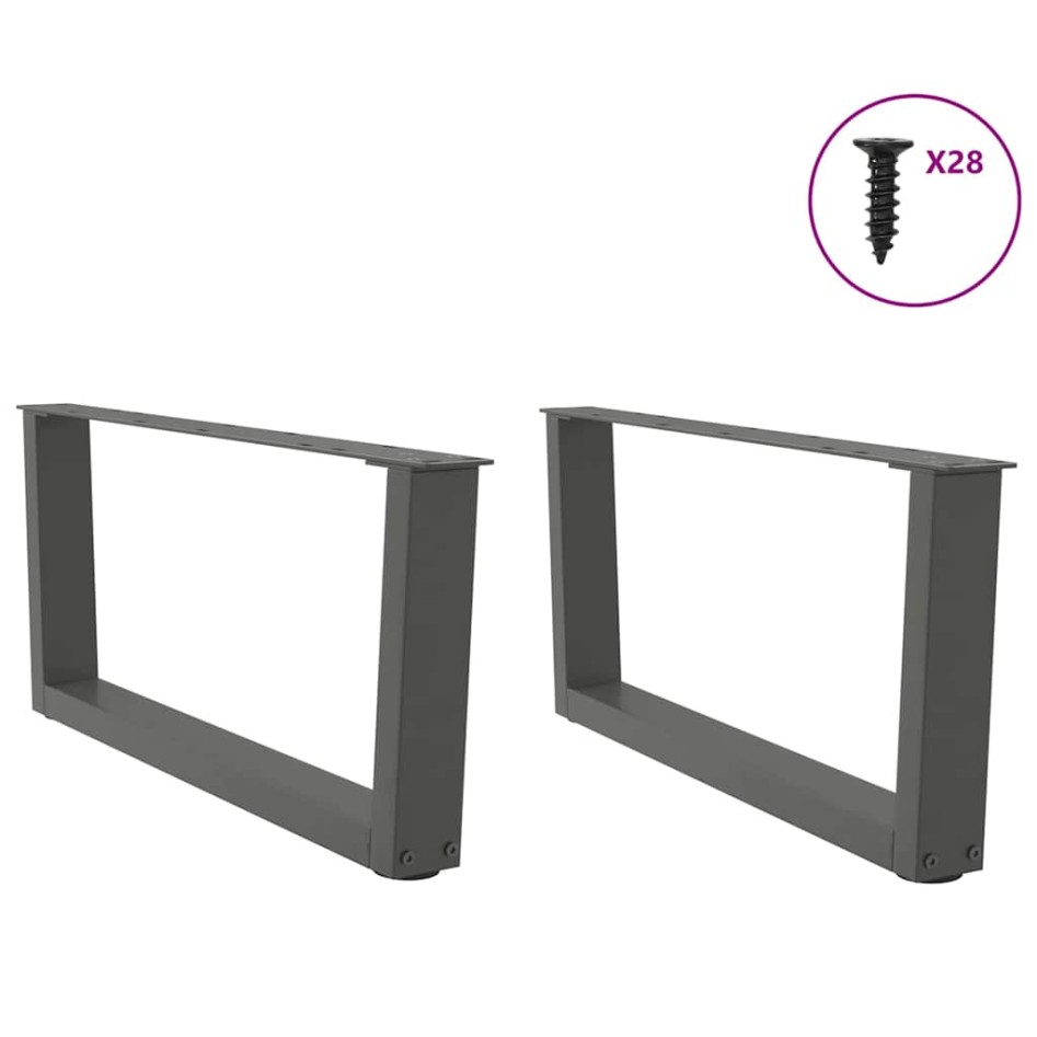 Patas para mesa comedor forma V 2 uds antracita 70x(30-31,3)