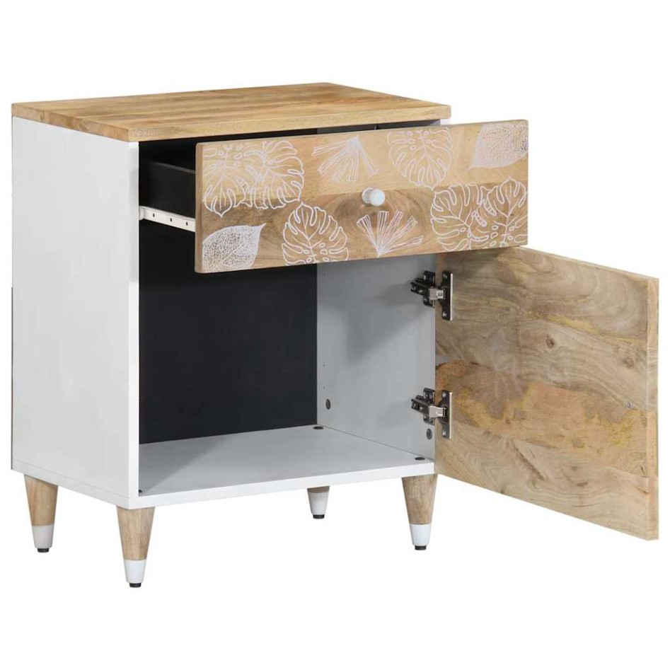 Mesita de noche madera maciza de mango 50x33x60
