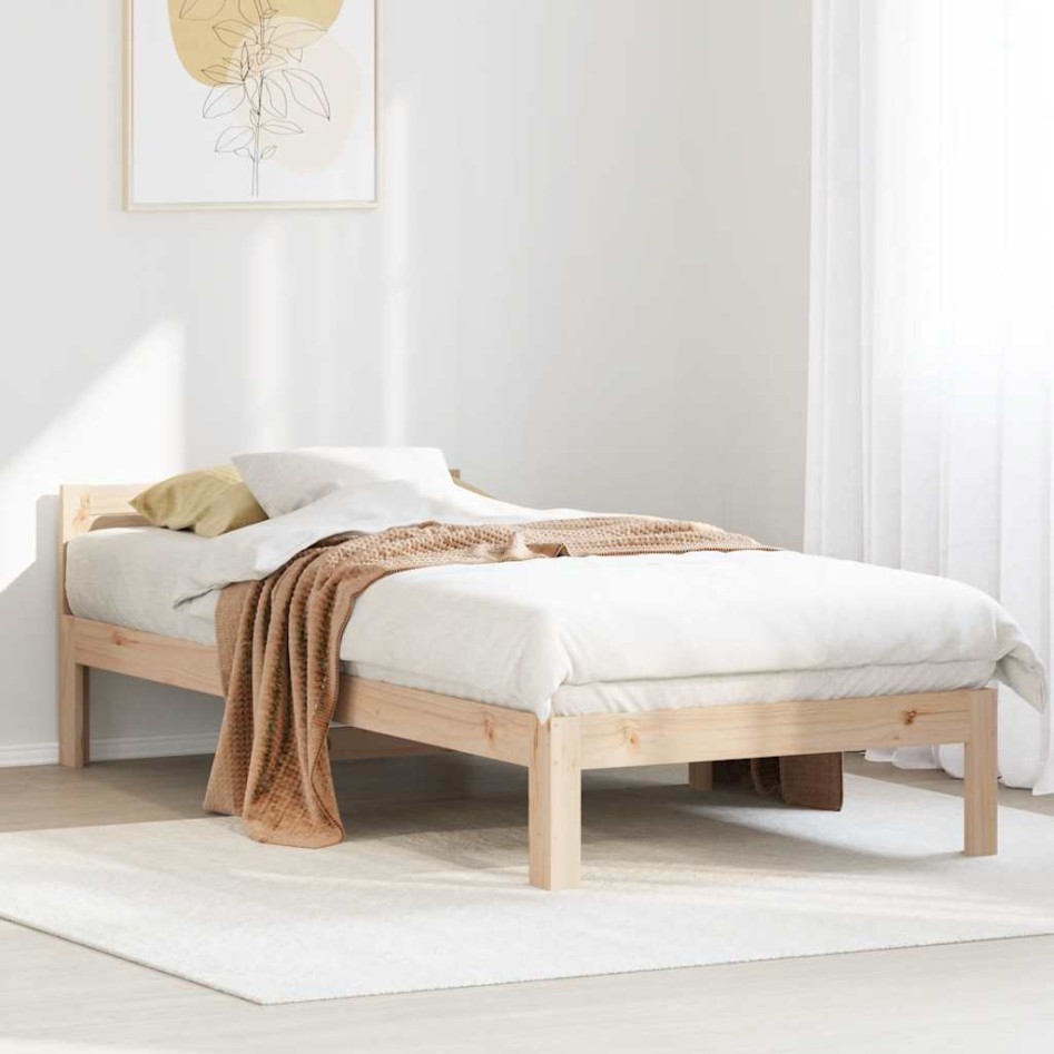 Estructura de cama sin colchón madera maciza de pino 90x200