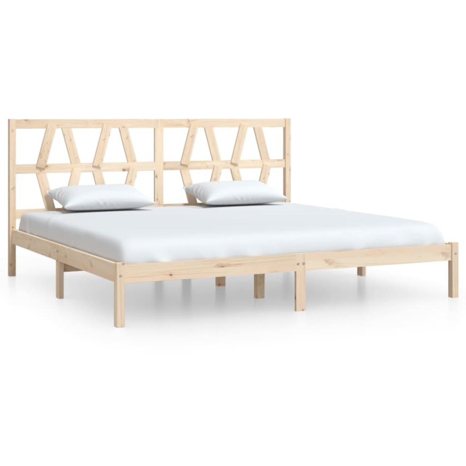 Estructura de cama de madera maciza de pino 200x200