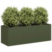 Jardinera de acero laminado en frío verde oliva 120x40x40 cm