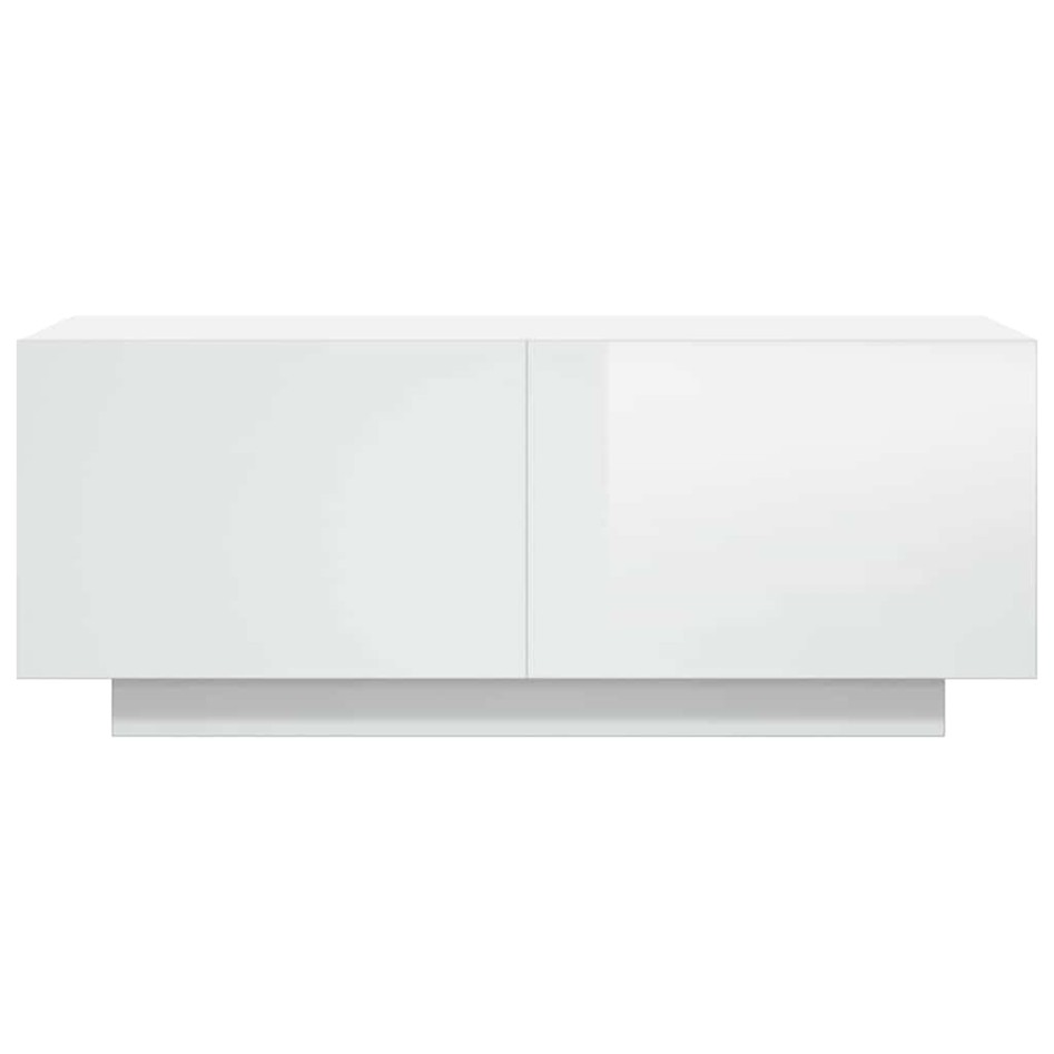 Mueble de TV madera contrachapada blanco brillo 100x35x40