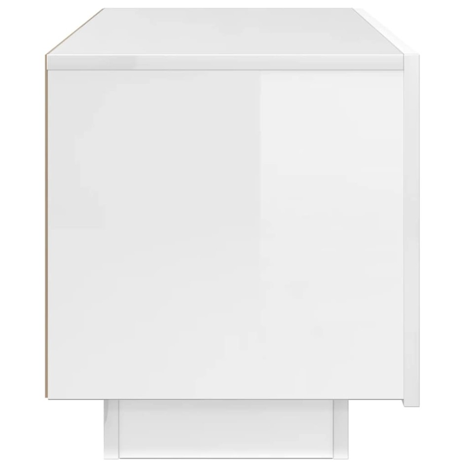Mueble de TV madera contrachapada blanco brillo 100x35x40