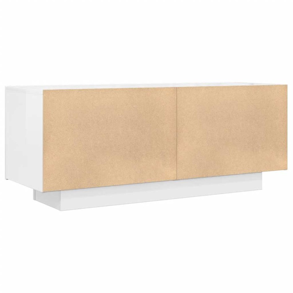 Mueble de TV madera contrachapada blanco brillo 100x35x40