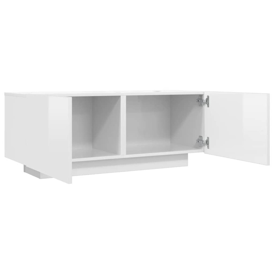 Mueble de TV madera contrachapada blanco brillo 100x35x40