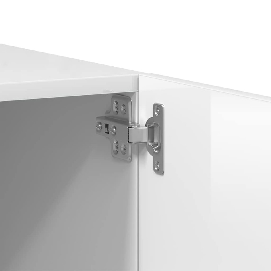 Mueble de TV madera contrachapada blanco brillo 100x35x40