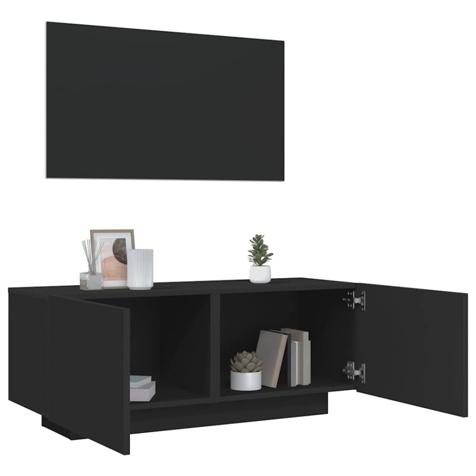 Mueble para TV madera contrachapada negra 100x35x40