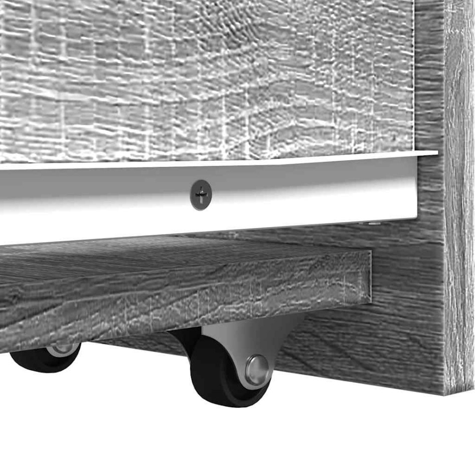 Armario de baño estrecho con ruedas madera gris