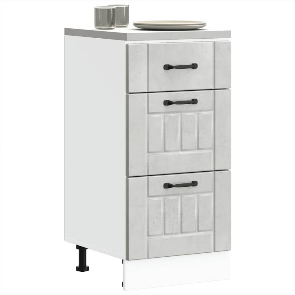 Mueble bajo de cocina Lucca madera contrachapada gris