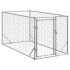 Perrera de exterior puerta acero galvanizado plateado 2x1x1