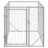 Perrera de exterior puerta acero galvanizado plateado 2x1x1
