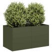 Jardinera de acero laminado en frío verde oliva 80x40x40 cm
