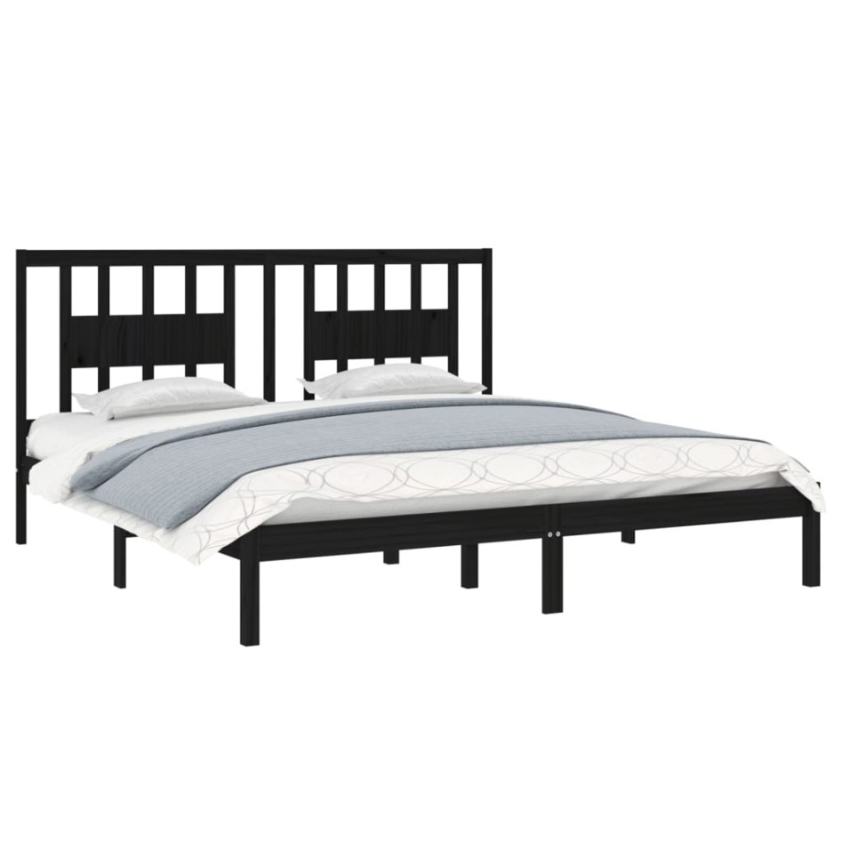 Estructura de cama de madera maciza de pino negro 200x200