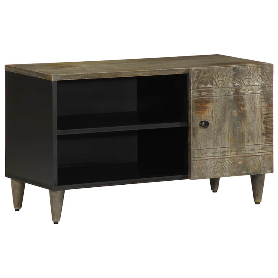 Mueble de TV madera maciza de mango gris claro 80x31,5x46