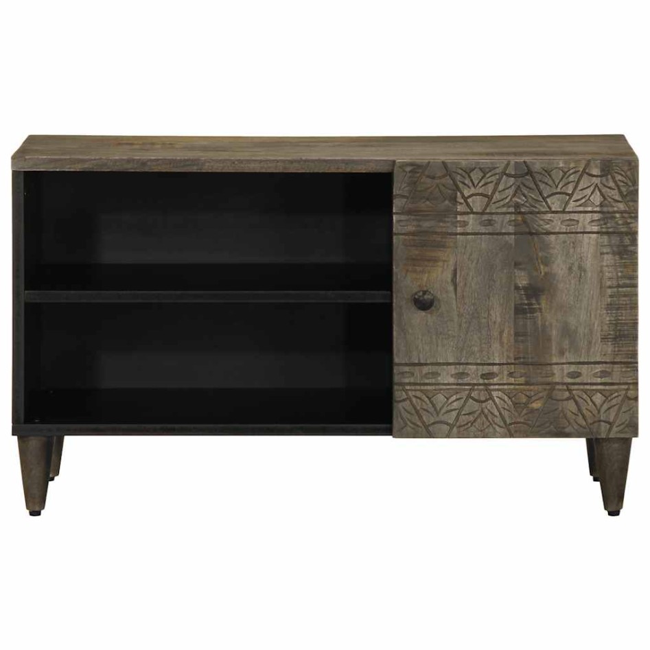 Mueble de TV madera maciza de mango gris claro 80x31,5x46