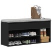 Banco zapatero madera de ingeniería negro 102x30,5x45 cm